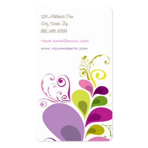 Colorful Floral Deco Leaves Nature Profile Card Business Card (back side)