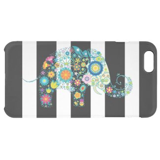 Colorful Floral Elephant Black & White Stripes Uncommon Clearly™ Deflector iPhone 6 Plus Case