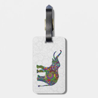 Colorful Floral Elephant White Damasks Tags For Luggage