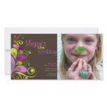Colorful Floral Leaves Birthday Invite Photo Card photo cards