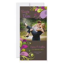 Colorful Floral Leaves Save The Date Photo Card