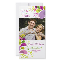 Colorful Floral Leaves Save The Date Photo Card