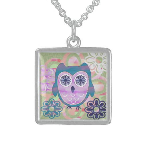 Colorful Floral Owl Necklace