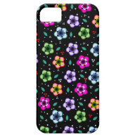 Colorful Flower pattern on black background Floral iPhone Case