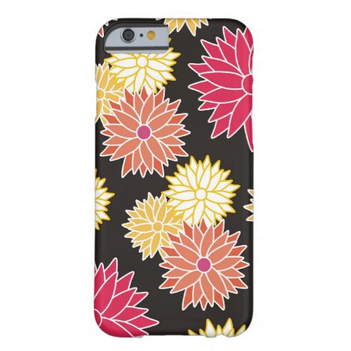 Colorful Floral Pattern On Black Barely There iPhone 6 Case