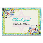 Colorful flourish & Star of David damask Thank You Card