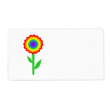 Colorful flower in rainbow colors. shipping label