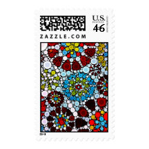 Colorful Flower Mosaic Circles Bubbles Design Stamp