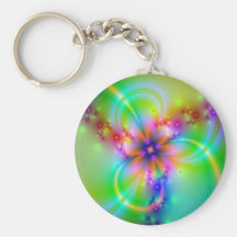 Colorful Flower With Ribbons Key Chain