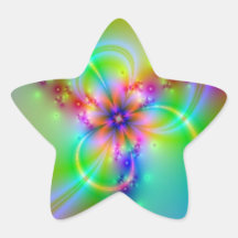 Colorful Flower With Ribbons Star Stickers