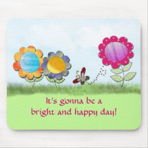 Colorful Flowers and a Butterfly Mouse Pad