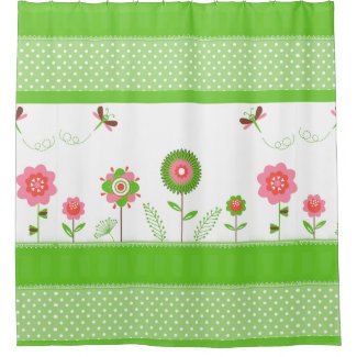 Colorful Flowers And Butterfly Shower Curtain