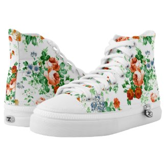 Colorful Flowers And Pink Roses Pattern Printed Shoes