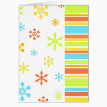 Colorful flowers and stripes - Card