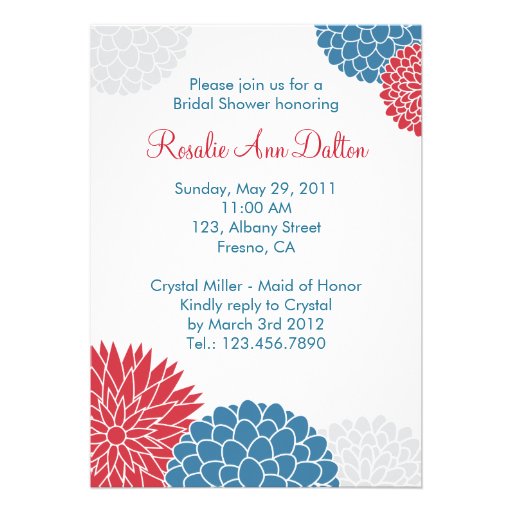 Colorful Flowers Bridal Shower Invitation (front side)