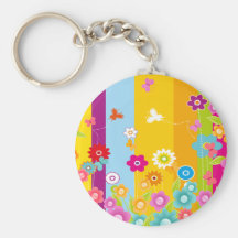 Colorful Flowers butterflies and bars Keychains