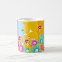 Colorful Flowers butterflies and bars Mug