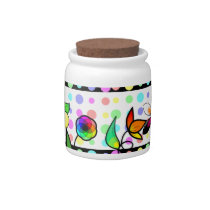 Colorful flowers candy jar