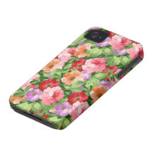 Colorful Flowers Illustration Design Pattern Case-Mate iPhone 4 Case