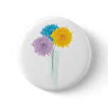Colorful Flowers In Vase buttons