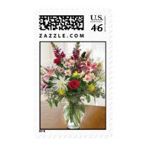 colorful flowers on a base postage