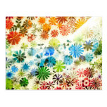 Colorful flowers pattern background post cards