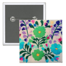 Colorful Flowers Pattern Buttons