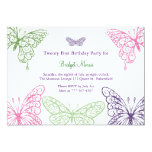 Colorful Fluttering Butterflies 21st Birthday Personalized Invitation