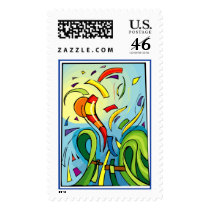 Colorful Flying Streamers 1 (Customize) postage