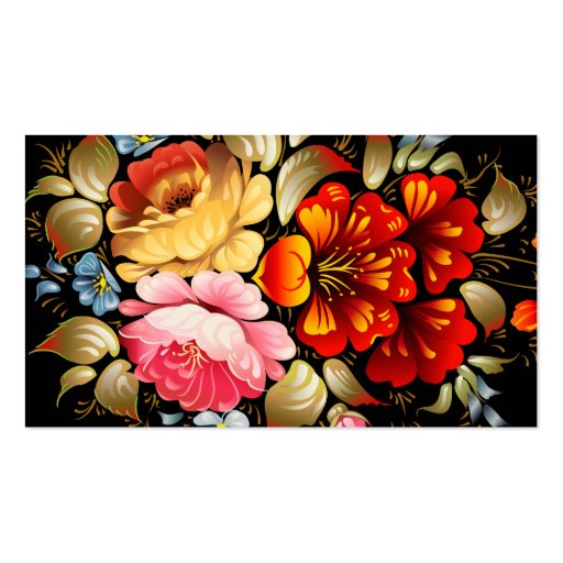 Colorful Folk Art Floral Business Card (back side)