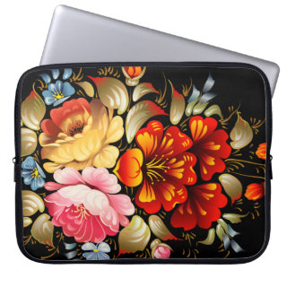 Colorful Folk Art Floral Laptop Computer Sleeves