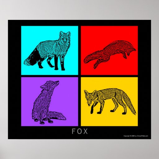 Colorful Foxes Posters