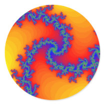 Colorful Fractal Spiral: Round Stickers
