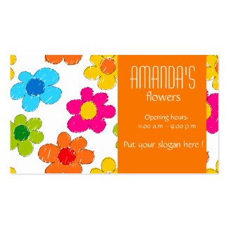 Colorful freehand drawn flowers Business Card