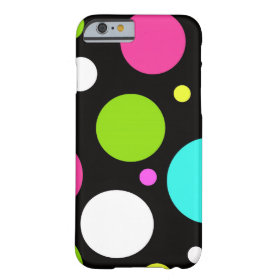 Colorful Fun Big Polka Dots on Black Barely There iPhone 6 Case