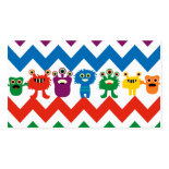 Colorful Fun Monsters Cute Chevron Striped Pattern Business Card Template