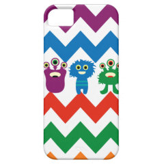 Colorful Fun Monsters Cute Chevron Striped Pattern iPhone 5 Case