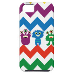 Colorful Fun Monsters Cute Chevron Striped Pattern iPhone 5 Covers