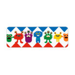 Colorful Fun Monsters Cute Chevron Striped Pattern Return Address Label