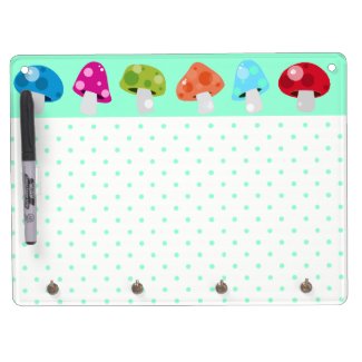 Colorful & Fun Polka Dots with Mushrooms Dry-Erase Board