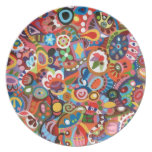 Colorful Funky Abstract Art Plate