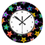Colorful funky stars pattern wallclock