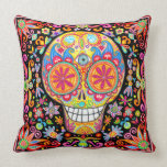 Colorful Funky Sugar Skull Pillow