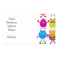 Colorful Funny Monster Party Creatures Bash Business Card