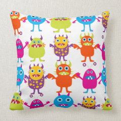Colorful Funny Monster Party Creatures Bash Pillows