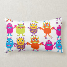 Colorful Funny Monster Party Creatures Bash Throw Pillows