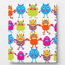 Colorful Funny Monster Party Creatures Bash Photo Plaques