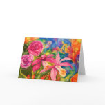 Colorful Garden Silk Art Thank You Note Greeting Cards