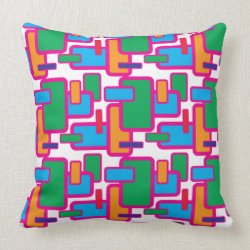 Colorful Geometric Shapes Circuit Board Pattern Pillow