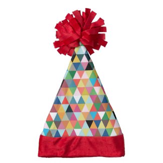 Colorful Geometric Triangle Patterned Santa Hat